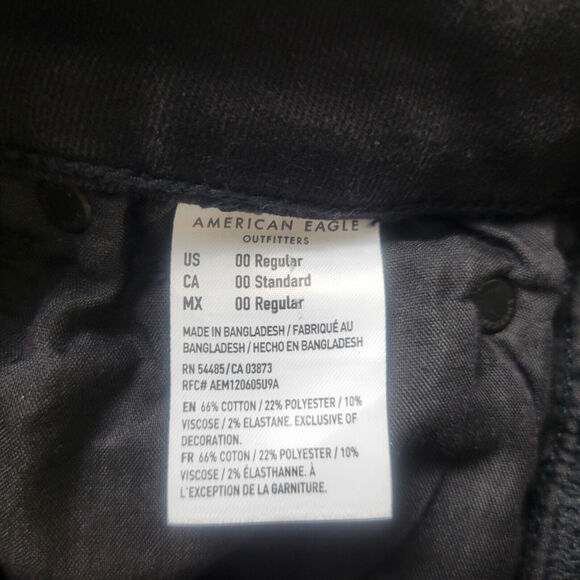 American Eagle Denim Mini‎ Skirt Womens 00 Charcoal Destroyed Raw Hem Distressed - Picture 8 of 15